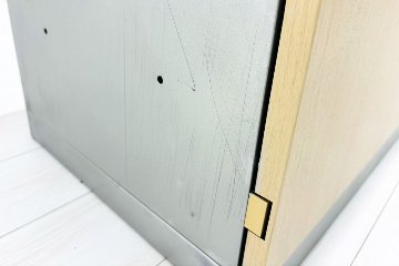 オカムラ レクトライン 2段両開き書庫 中古 スチール書庫 キャビネット 中古オフィス家具 ネオウッドライト 900/450/775 シリンダー錠の画像