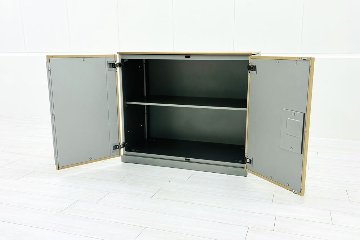 オカムラ レクトライン 2段両開き書庫 中古 スチール書庫 キャビネット 中古オフィス家具 ネオウッドライト 900/450/775 シリンダー錠の画像