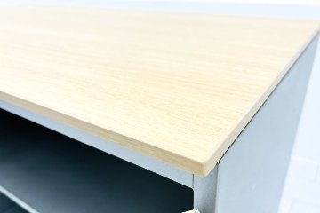 オカムラ レクトライン 2段両開き書庫 中古 スチール書庫 キャビネット 中古オフィス家具 ネオウッドライト 900/450/775 シリンダー錠の画像