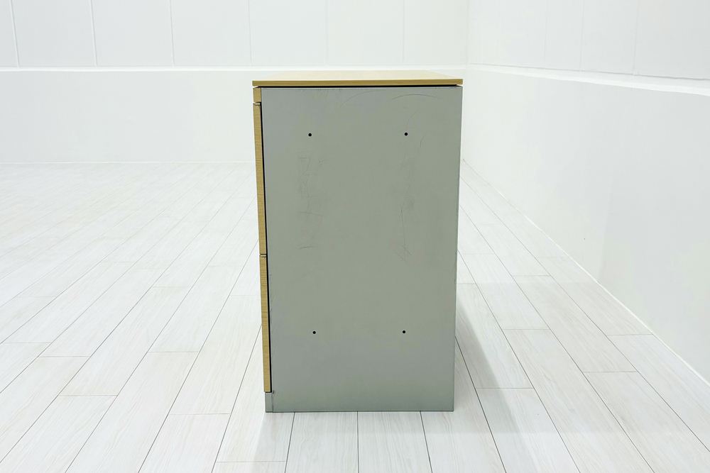 オカムラ レクトライン 2段ラテラル書庫 中古 スチール書庫 キャビネット 中古オフィス家具 ネオウッドライト 900/450/775 シリンダー錠の画像