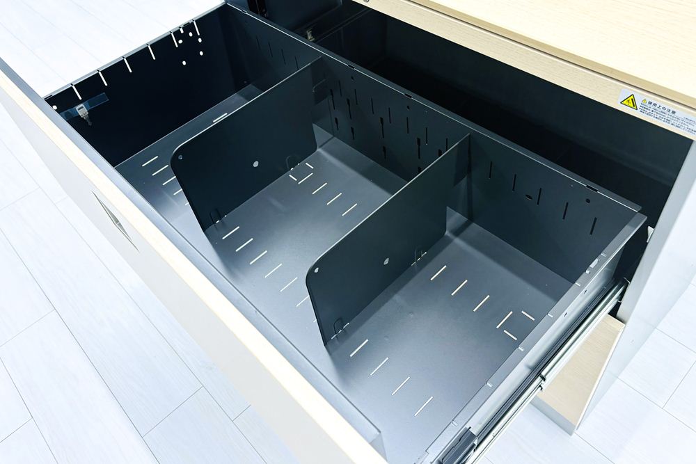 オカムラ レクトライン 2段ラテラル書庫 中古 スチール書庫 キャビネット 中古オフィス家具 ネオウッドライト 900/450/775 シリンダー錠の画像