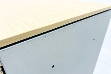 オカムラ レクトライン 2段ラテラル書庫 中古 スチール書庫 キャビネット 中古オフィス家具 ネオウッドライト 900/450/775 シリンダー錠の画像