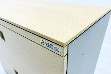 オカムラ レクトライン 2段ラテラル書庫 中古 スチール書庫 キャビネット 中古オフィス家具 ネオウッドライト 900/450/775 シリンダー錠の画像