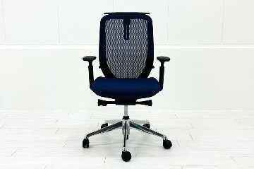【ポリッシュ脚ピカピカ磨き有！】オカムラ シルフィーチェア 中古 2020年製 ハイバックメッシュ 可動肘 OKAMURA  Sylphy 中古オフィス家具 ミディアムブルーの画像