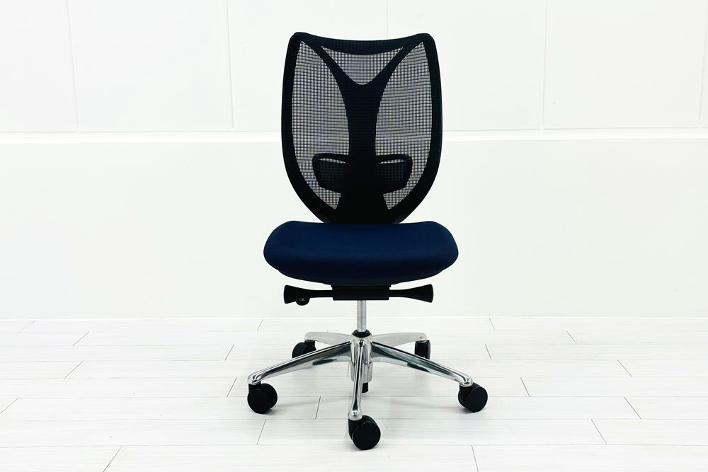 サブリナチェア 中古 オカムラ OKAMURA Sabrina ハイバック 肘無 中古オフィス家具 事務椅子 オフィスチェア ダークブルーの画像