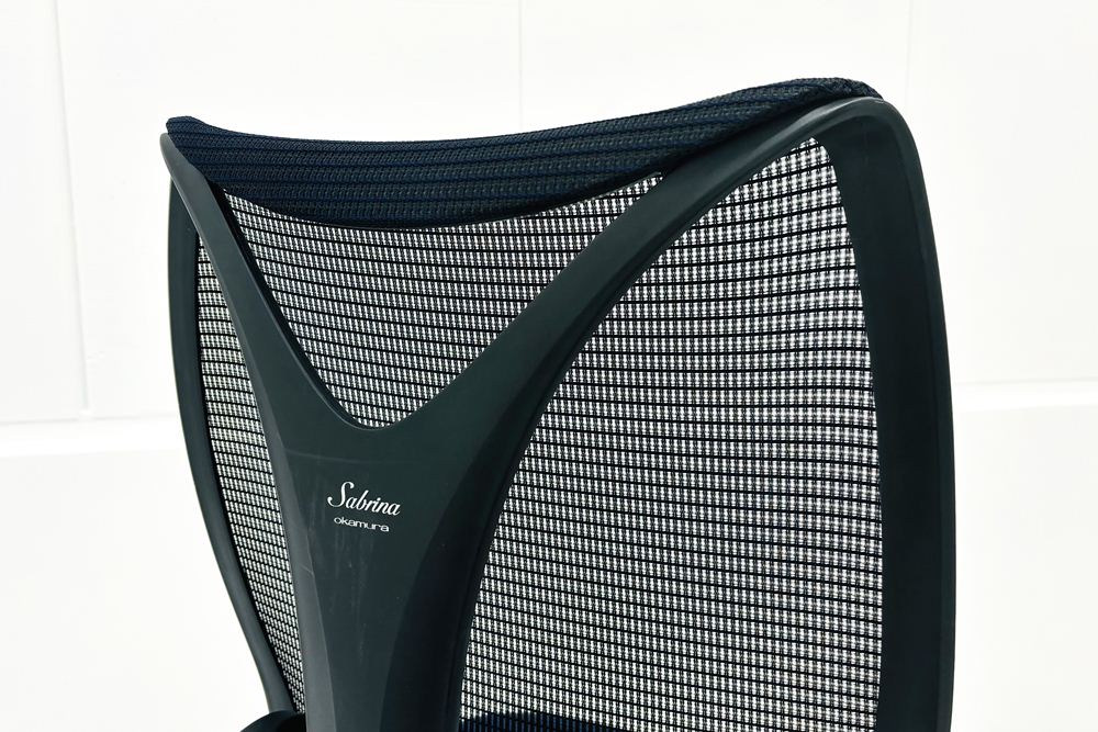 サブリナチェア 中古 オカムラ OKAMURA Sabrina ハイバック 肘無 中古オフィス家具 事務椅子 オフィスチェア ダークブルーの画像