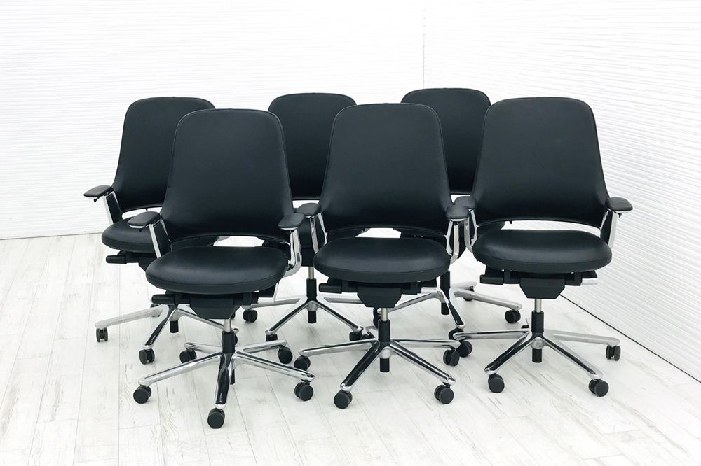 【ポリッシュ脚ピカピカ磨き有！】レオニスチェア LEONIS イトーキ 中古 2020年製 【6脚セット】 役員チェア ハイバック エグゼクティブチェア 中古オフィス家具 レザーの画像
