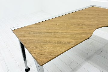 【ポリッシュ脚ピカピカ磨き有！】コクヨ サイビ 中古 L型デスク SAIBI L字デスク 木目天板 中古オフィス家具 1600/1600/720の画像