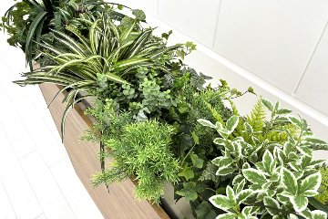 イトーキ ノットワーク プラントボックス ハイタイプ 造花付き 中古 フェイクグリーン 間地切り 中古オフィス家具 フラワースタンド 1800/300/1160の画像