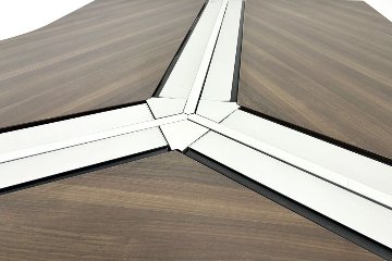 オカムラ プリシード ブーメランデスク 中古 【三台一式タイプ】 幅1200 中古オフィス家具 プライズウッドダークの画像