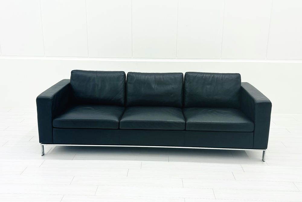 ウォルター・ノル フォスター ノール Knoll 3人掛けソファー 中古 中古オフィス家具 本革 レザー 2160/880/780の画像