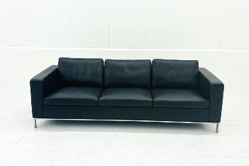 ウォルター・ノル フォスター ノール Knoll 3人掛けソファー 中古 中古オフィス家具 本革 レザー 2160/880/780の画像