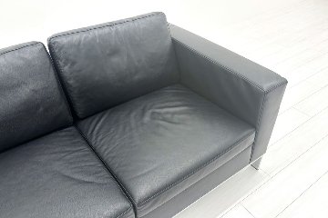 ウォルター・ノル フォスター ノール Knoll 3人掛けソファー 中古 中古オフィス家具 本革 レザー 2160/880/780の画像