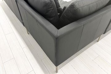 BoConcept ISTRA ボーコンセプト イストラ カウチソファ コーナーソファ 黒本革 レザー 中古オフィス家具の画像