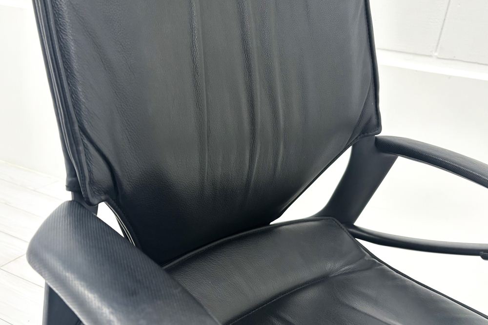  Wilkhahn Modus ウィルクハーン モダスチェア 中古 エグゼクティブチェア マネジメントチェア ブラック 中古オフィス家具 本革張り レザーの画像