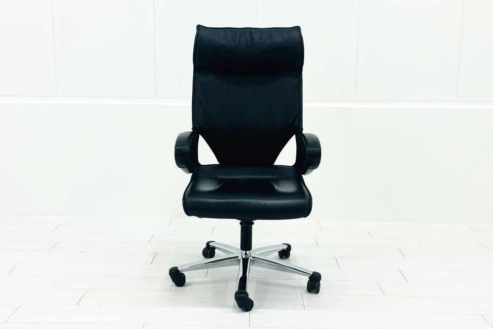  Wilkhahn Modus ウィルクハーン モダスチェア 中古 エグゼクティブチェア マネジメントチェア ブラック 中古オフィス家具 本革張り レザーの画像