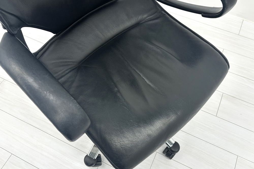  Wilkhahn Modus ウィルクハーン モダスチェア 中古 エグゼクティブチェア マネジメントチェア ブラック 中古オフィス家具 本革張り レザーの画像