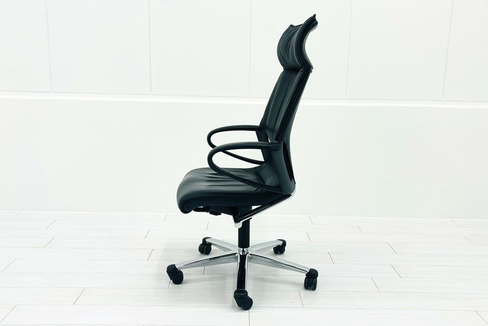  Wilkhahn Modus ウィルクハーン モダスチェア 中古 エグゼクティブチェア マネジメントチェア ブラック 中古オフィス家具 本革張り レザーの画像