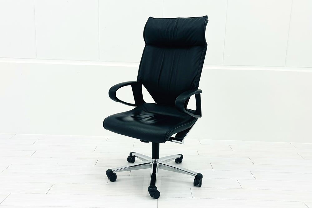  Wilkhahn Modus ウィルクハーン モダスチェア 中古 エグゼクティブチェア マネジメントチェア ブラック 中古オフィス家具 本革張り レザーの画像