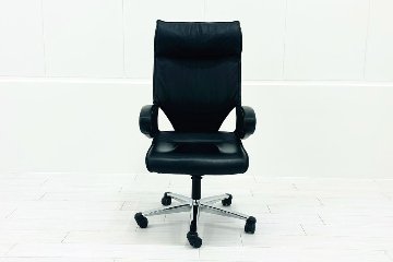 Wilkhahn Modus ウィルクハーン モダスチェア 中古 エグゼクティブチェア マネジメントチェア ブラック 中古オフィス家具 本革張り レザーの画像