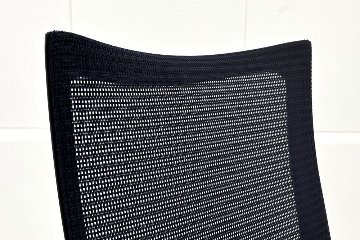 【ポリッシュ脚ピカピカ磨き有！】オカムラ バロンチェア 中古 OKAMURA Baron 中古オフィス家具 可動肘 ハイバック 座メッシュ ダークブルーの画像