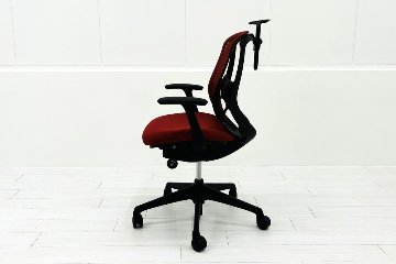 オカムラ シルフィーチェア 中古 2021年製 ローバック 固定肘 OKAMURA Sylphy 中古オフィスチェア 中古オフィス家具 レッドの画像