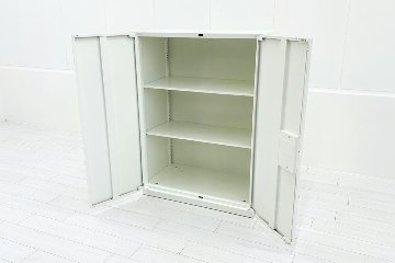 スチール書庫 ホワイト 両開き書庫 スチール 中古 オカムラ レクトライン キャビネット 中古書庫  中古オフィス家具 900/500/1250の画像