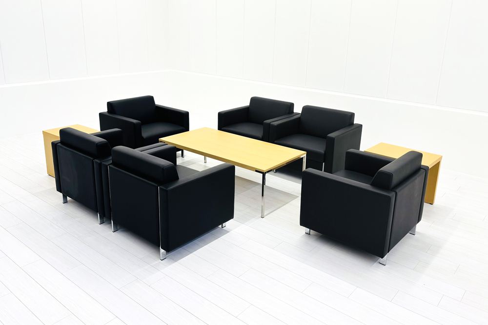 応接家具 【9点セット】 応接セット 中古 応接ソファ 応接テーブル 応接ソファー 中古オフィス家具 レザーの画像