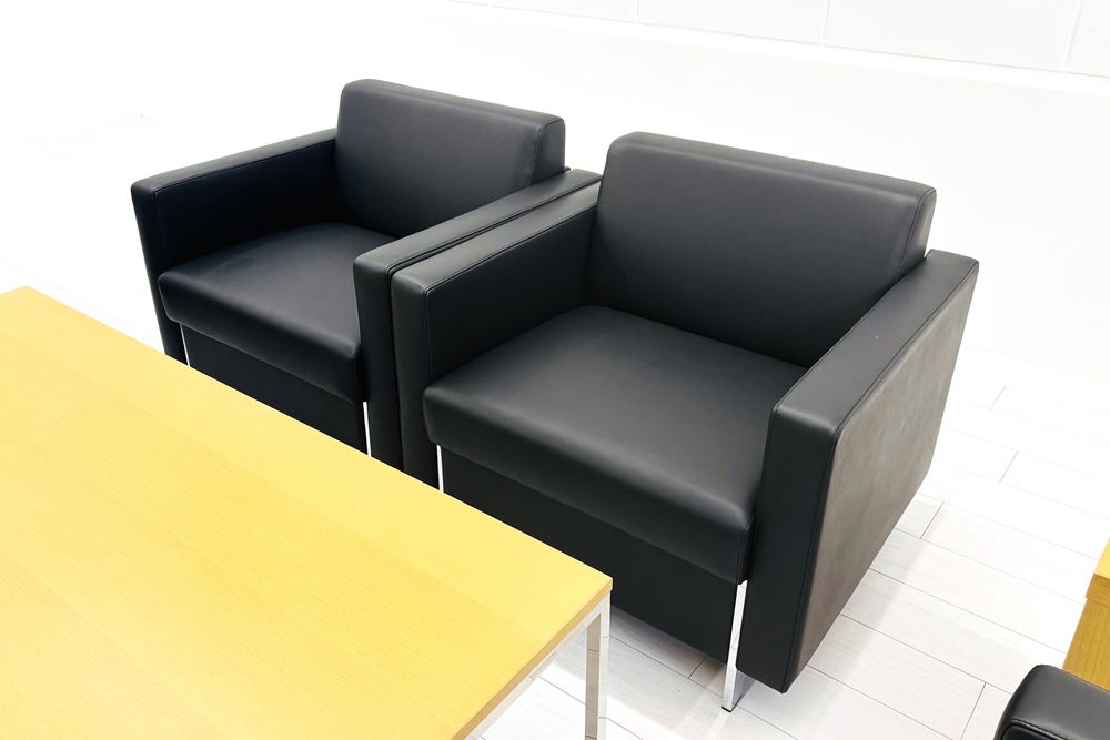 応接家具 【9点セット】 応接セット 中古 応接ソファ 応接テーブル 応接ソファー 中古オフィス家具 レザーの画像
