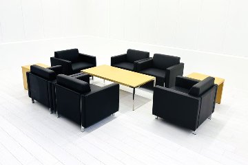 応接家具 【9点セット】 応接セット 中古 応接ソファ 応接テーブル 応接ソファー 中古オフィス家具 レザーの画像