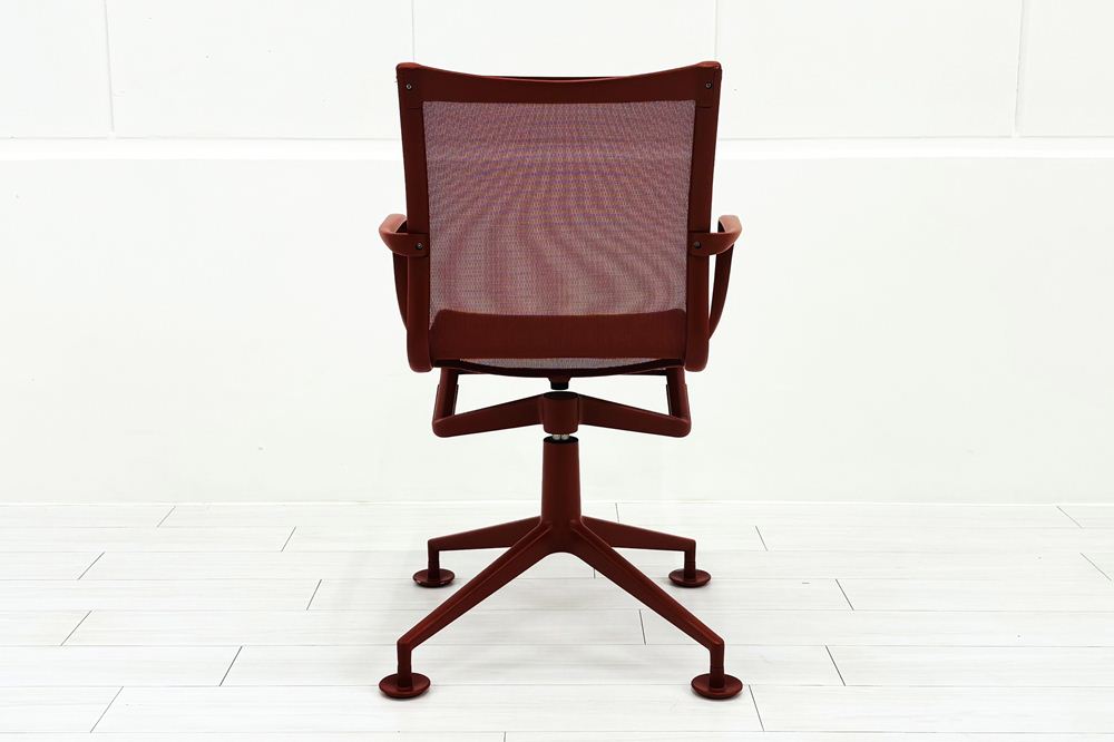 カッシーナ アリアス ローリングフレーム 中古 メッシュ 肘付 Cassina Alias ROLLINGFRAME ミーティングチェア 中古オフィス家具 レッドの画像
