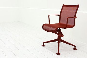 カッシーナ アリアス ローリングフレーム 中古 メッシュ 肘付 Cassina Alias ROLLINGFRAME ミーティングチェア 中古オフィス家具 レッドの画像