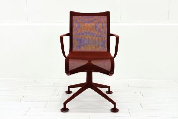 カッシーナ アリアス ローリングフレーム 中古 メッシュ 肘付 Cassina Alias ROLLINGFRAME ミーティングチェア 中古オフィス家具 レッドの画像