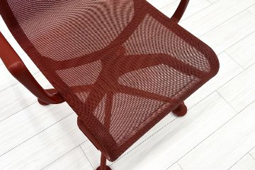 カッシーナ アリアス ローリングフレーム 中古 メッシュ 肘付 Cassina Alias ROLLINGFRAME ミーティングチェア 中古オフィス家具 レッドの画像