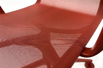 カッシーナ アリアス ローリングフレーム 中古 メッシュ 肘付 Cassina Alias ROLLINGFRAME ミーティングチェア 中古オフィス家具 レッドの画像