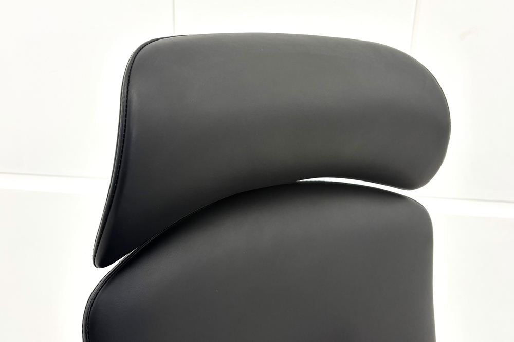 【ポリッシュ脚ピカピカ磨き有！】オカムラ コンテッサ 中古 大型ヘッドレスト付 OKAMURA Contessa 中古オフィス家具 ブラック 革 レザーの画像