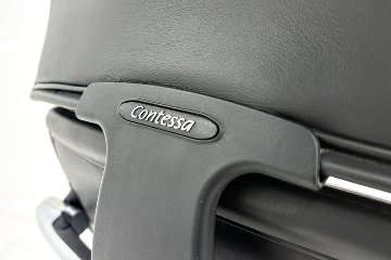 【ポリッシュ脚ピカピカ磨き有！】オカムラ コンテッサ 中古 大型ヘッドレスト付 OKAMURA Contessa 中古オフィス家具 ブラック 革 レザーの画像