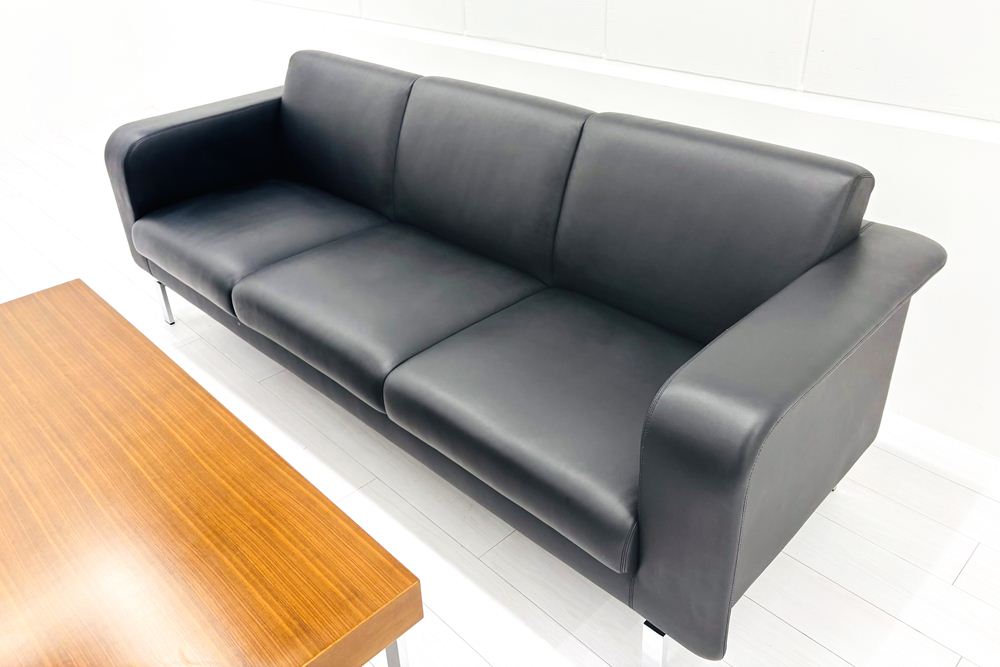 オカムラ 中古 応接セット 【4点セット】 OKAMURA 応接家具 レザー 応接ソファ 応接ソファー 中古オフィス家具の画像