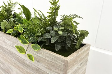 オカムラ ブレスタ プランターボックス Bresta 造花付き 中古 フェイクグリーン 間地切り 中古オフィス家具 フラワースタンド 1800/300/1000の画像