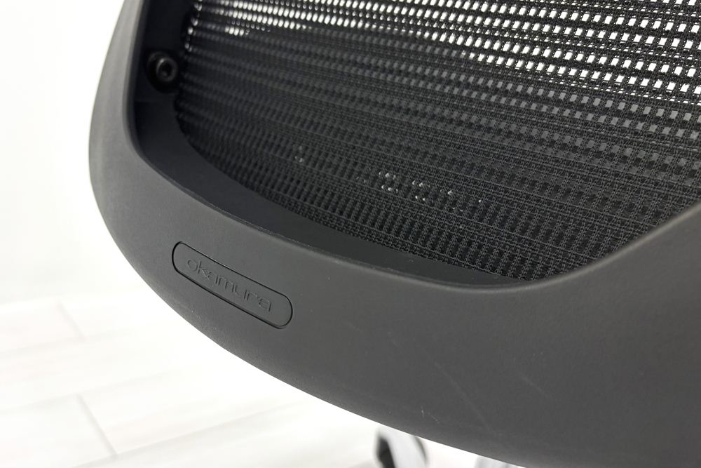 【ポリッシュ脚ピカピカ磨き有！】Baron Chair バロンチェア オカムラ 中古 固定肘 中古オフィス家具 ハイバックメッシュ ブラックの画像