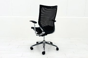 【ポリッシュ脚ピカピカ磨き有！】Baron Chair バロンチェア オカムラ 中古 固定肘 中古オフィス家具 ハイバックメッシュ ブラックの画像