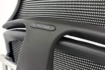 オカムラ コンテッサチェア 中古 エクストラハイバック 大型ヘッドレスト Contessa 中古オフィス家具 ブラックの画像