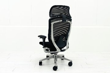 オカムラ コンテッサチェア 中古 エクストラハイバック 大型ヘッドレスト Contessa 中古オフィス家具 ブラックの画像