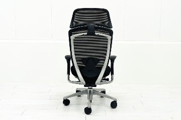 オカムラ コンテッサチェア 中古 エクストラハイバック 大型ヘッドレスト Contessa 中古オフィス家具 ブラックの画像