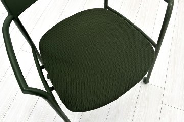 ミーティングチェア コクヨ エニーシリーズ 【4脚セット】 中古 ネスティングチェア 会議椅子 中古オフィス家具 多目的チェア グリーンの画像