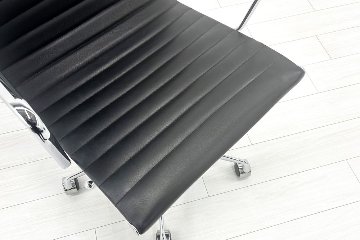 【リプロダクト品】 アルミナムチェア 中古 エグゼクティブチェア レザー ブラックの画像