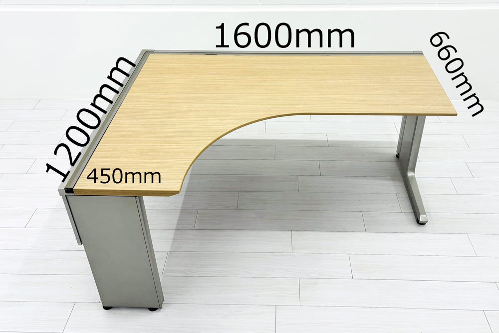 イトーキ 中古 L型デスク L字デスク 角テーブル L型机 L字机 中古オフィス家具 1600/1200/720 左ラウンドの画像