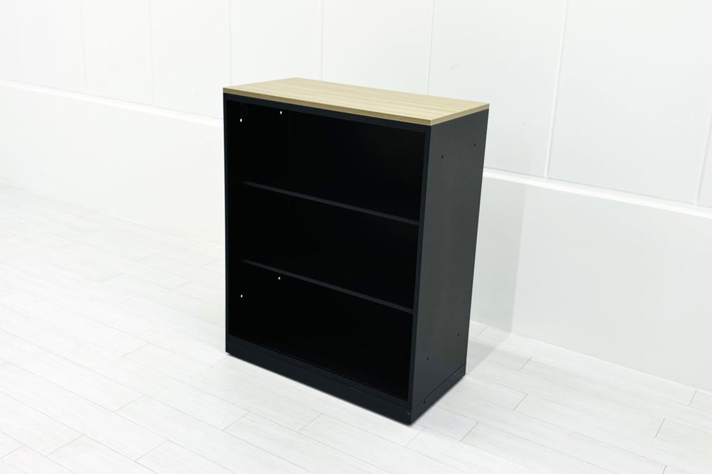 エスキャビネット イトーキ オープン書庫 スチール書庫 中古 スチール ブラック 中古オフィス家具 900/450/1130の画像