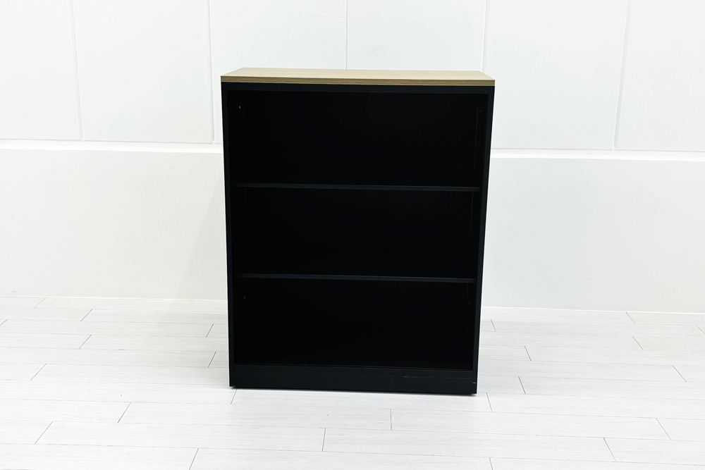 エスキャビネット イトーキ オープン書庫 スチール書庫 中古 スチール ブラック 中古オフィス家具 900/450/1130の画像