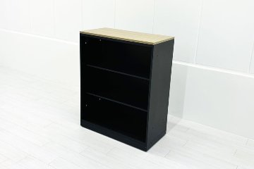 エスキャビネット イトーキ オープン書庫 スチール書庫 中古 スチール ブラック 中古オフィス家具 900/450/1130の画像